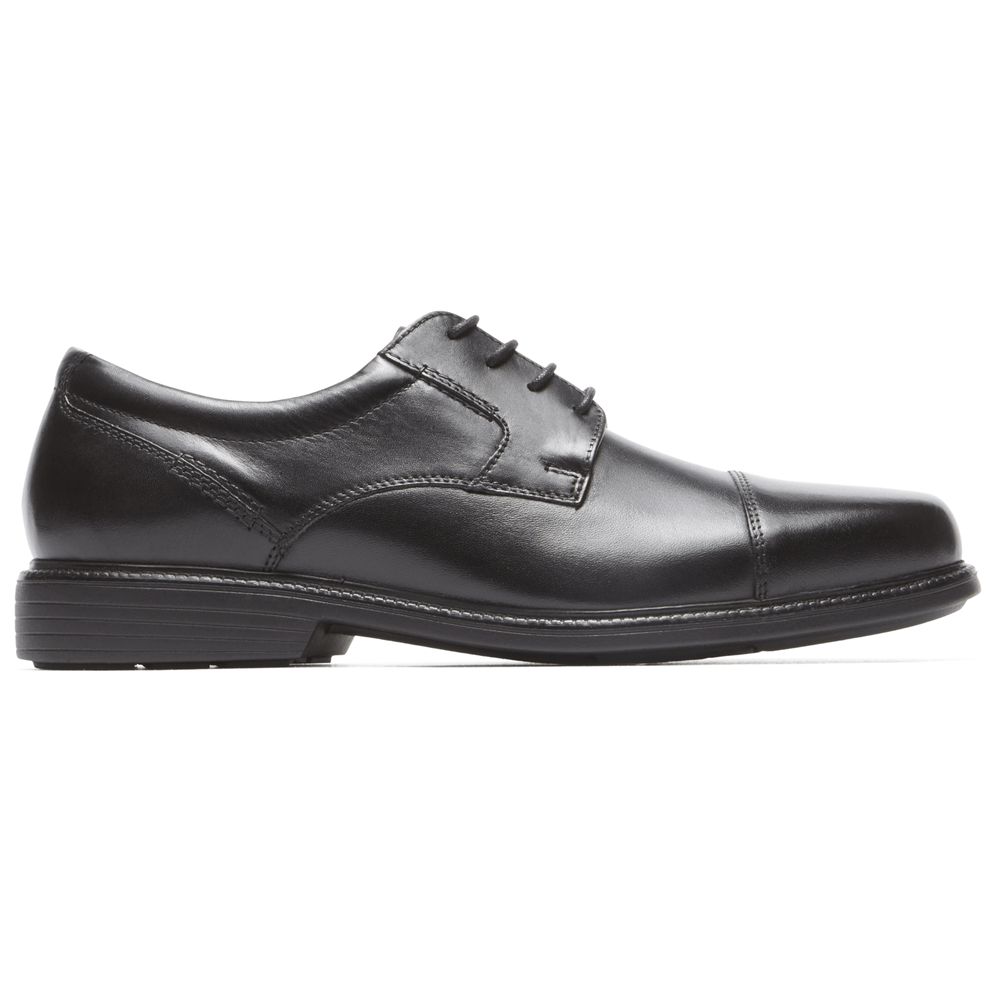 Rockport Charles Road Cap Toe - Mens Oxfords - Black - NZ (OWS-472960)